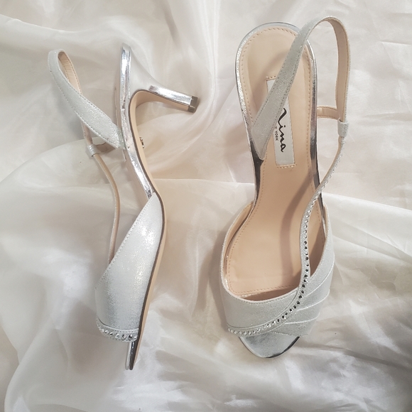 Nina New York Silver Crystal Heels 9 - Picture 3 of 9